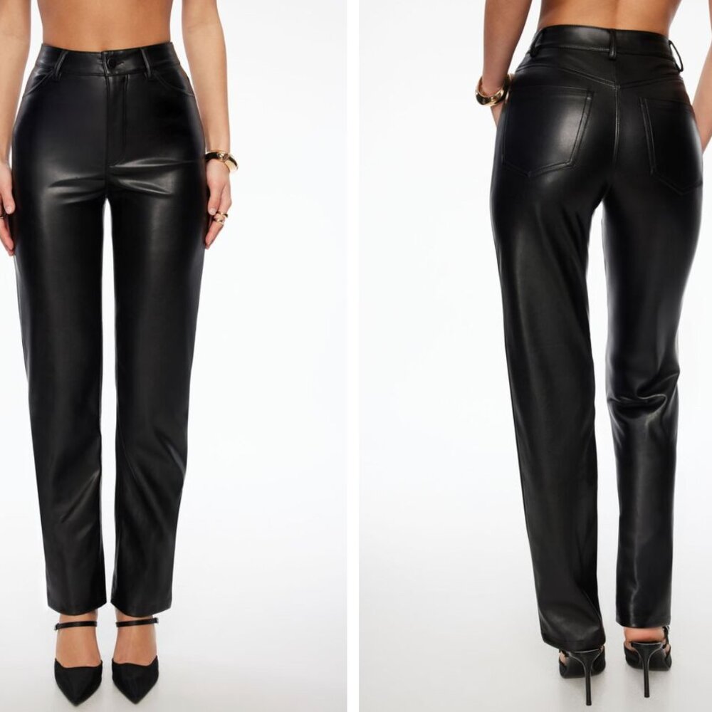 Gisele Black Faux Leather Pants